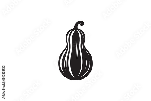 A pumpkin silhouette with a simple, understated design set against a white background 