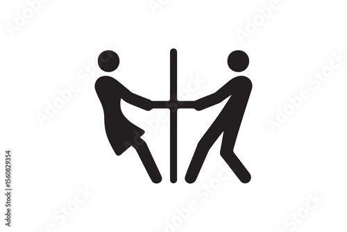 a Push and pull silhouette with a simple, understated design set against a white background  