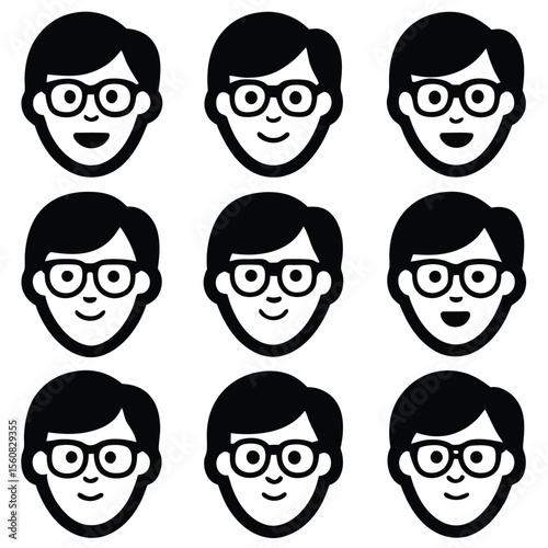 Man with Glasses Avatar Icons