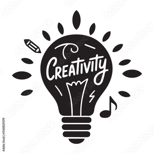 Lightbulb with creativity and musical notes idea inspiration