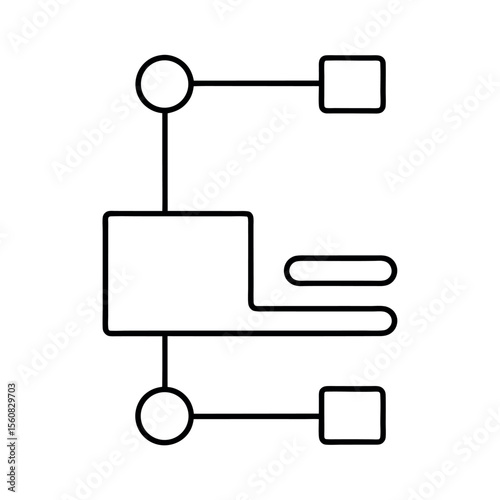 74157 Data Selector Chip Line Art Vector Drawing