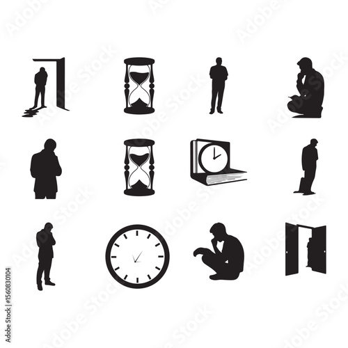Figures and timepieces silhouette hourglass