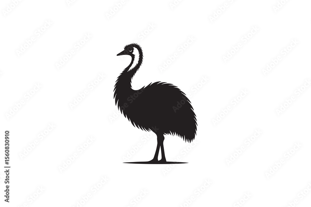 Fototapeta premium A Emu bird, silhouette with a simple, understated design set against a white background 