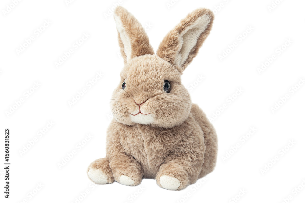 Fototapeta premium Stuffed rabbit on white background adorable animal friend