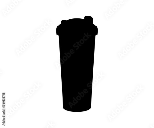 Black and white protein shaker drinking bottle silhouette. Trendy athletics and sport minimal concept vector design and illustration.

