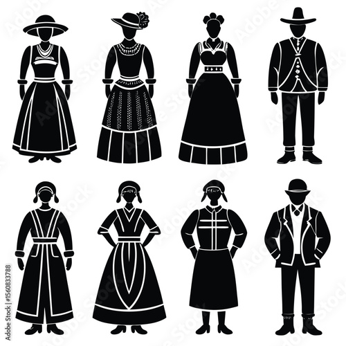 Traditional Folk Costume Silhouettes