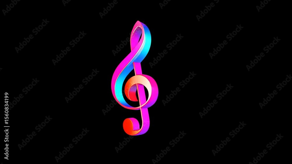 Magenta treble clef on black background
