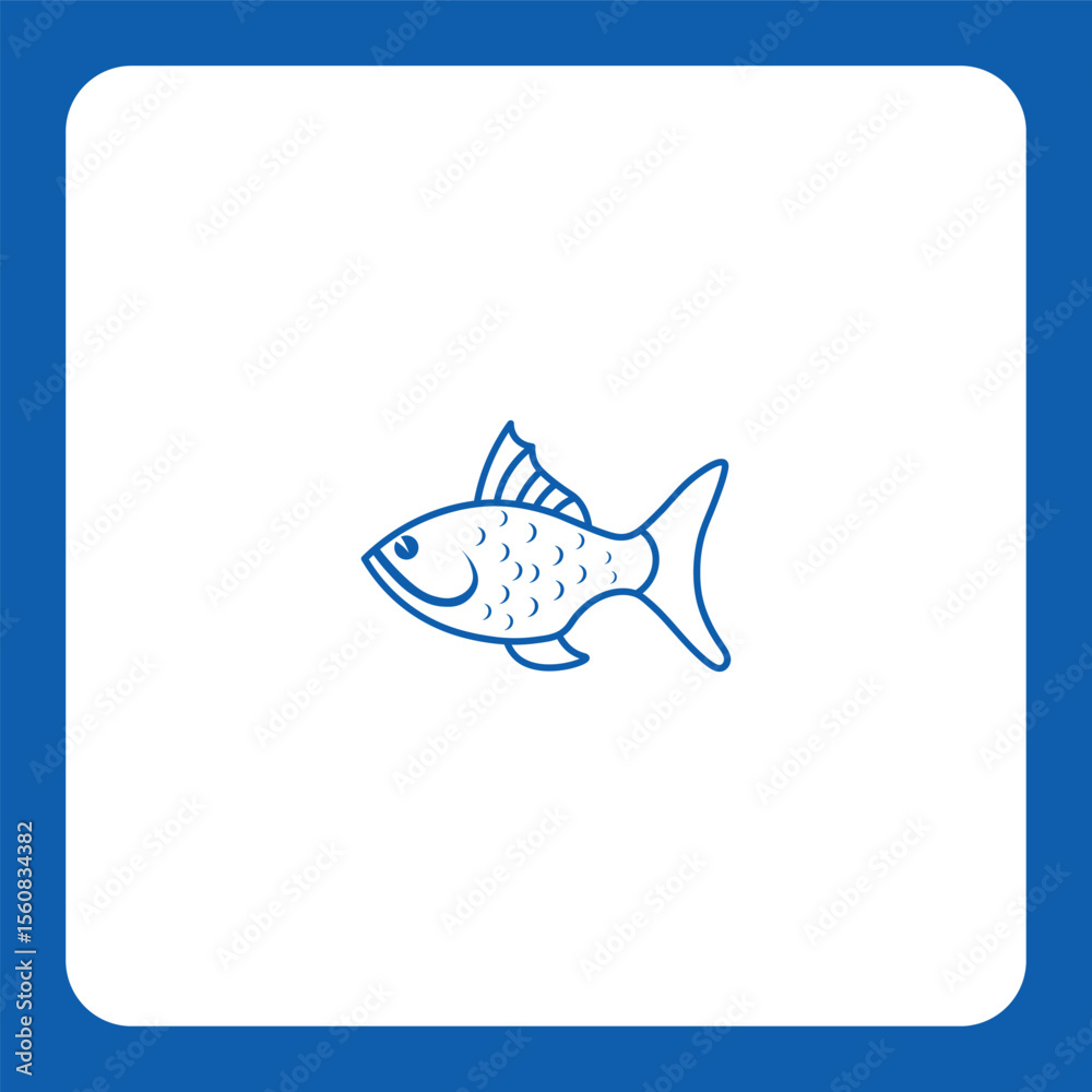 Fototapeta premium Modern linear fish logo — ideal for seafood packaging, restaurants, or fishing-related businesses.