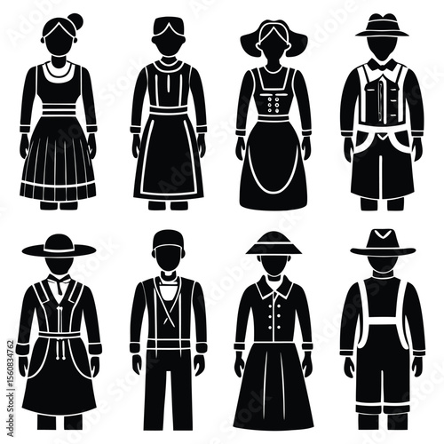 Traditional Folk Costume Silhouettes