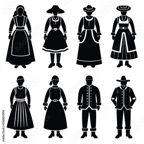 Traditional Folk Costume Silhouettes