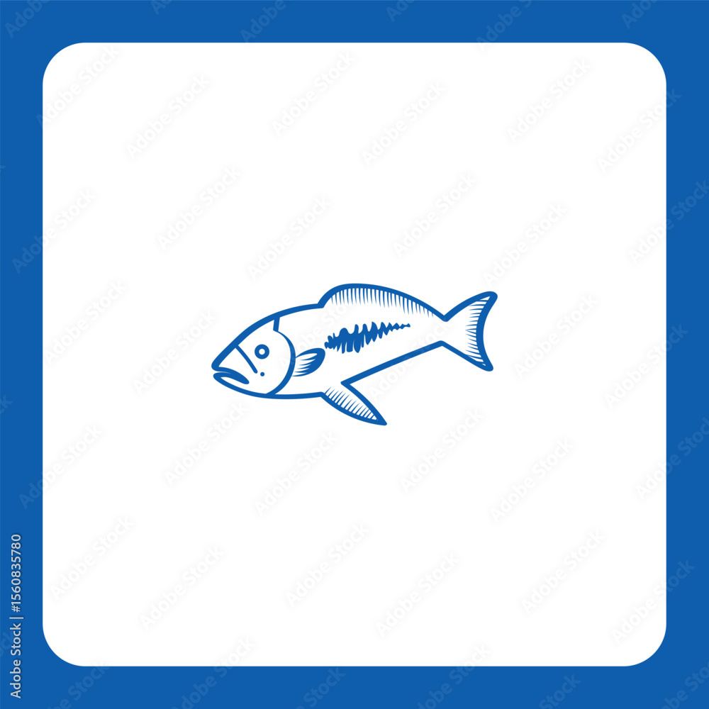 Fototapeta premium Modern linear fish logo — ideal for seafood packaging, restaurants, or fishing-related businesses.