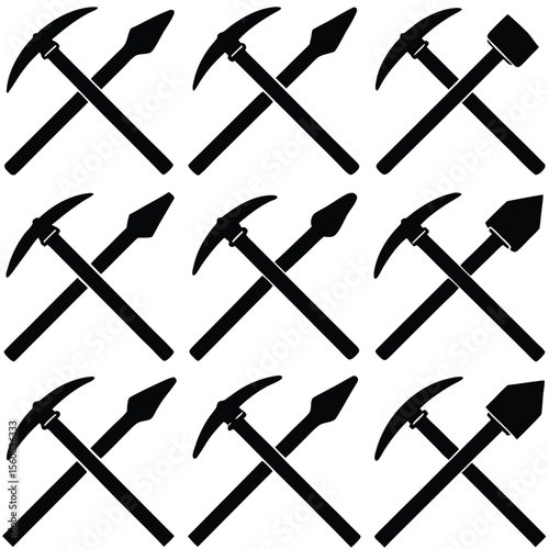 Pickaxe Mining Tool Icon Set