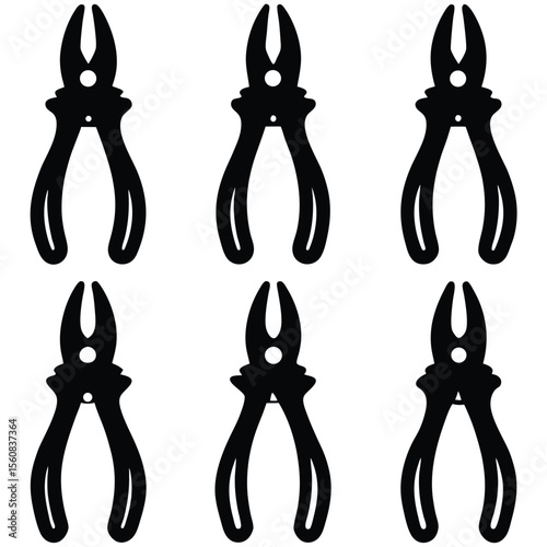 Set of Pliers Tool Silhouettes for Repair and Construction
