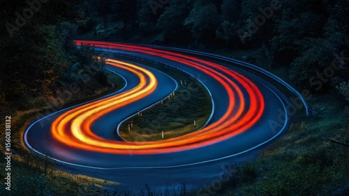 Winding Road at Night