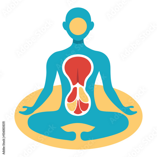 A vector illustration of meditation with internal body organs.