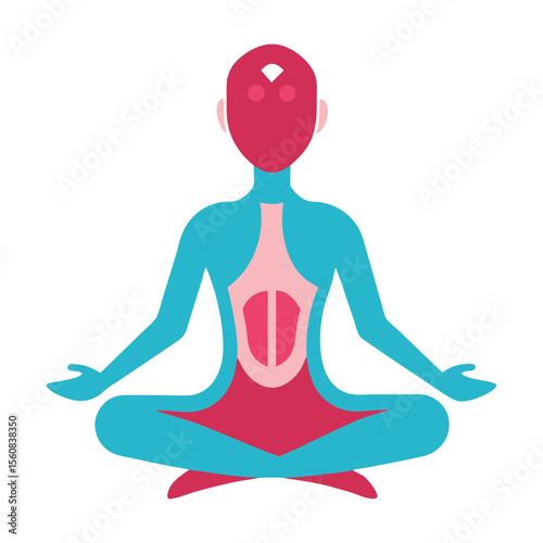 A vector illustration of meditation with internal body organs.