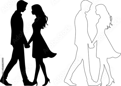 Serene Couple Reflection Vector Art

