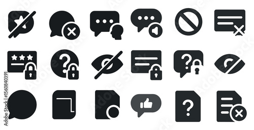 Set of icons for a messaging app. The icons include a question mark, a star, a lock, a thumbs up, and a no