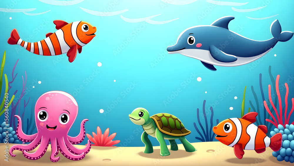 Obraz premium sea animals and fishes