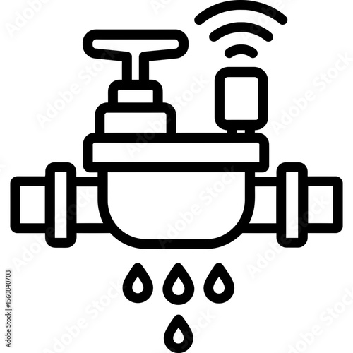 Smart irrigation valve outline icon vector
