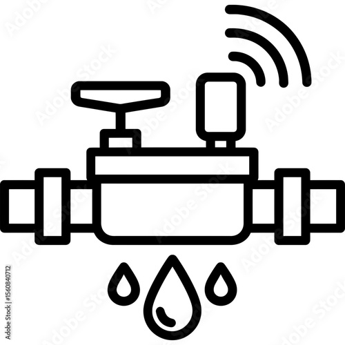 Smart irrigation valve outline icon vector