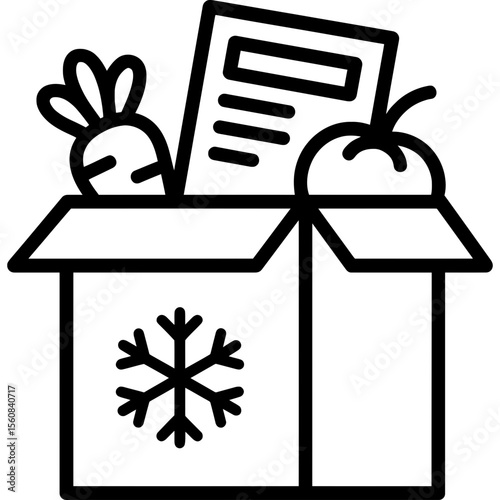 Meal kit box outline icon vector