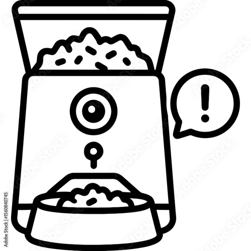 Pet feeder with camera outline icon vector
