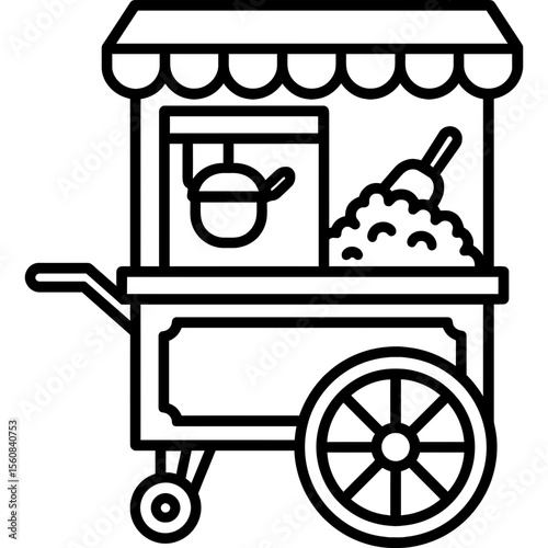 Popcorn cart outline icon vector