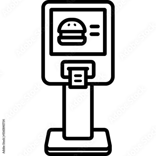 Restaurant order tablet kiosk outline icon vector