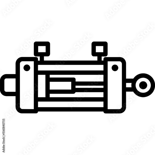 Pneumatic cylinder actuator outline icon vector