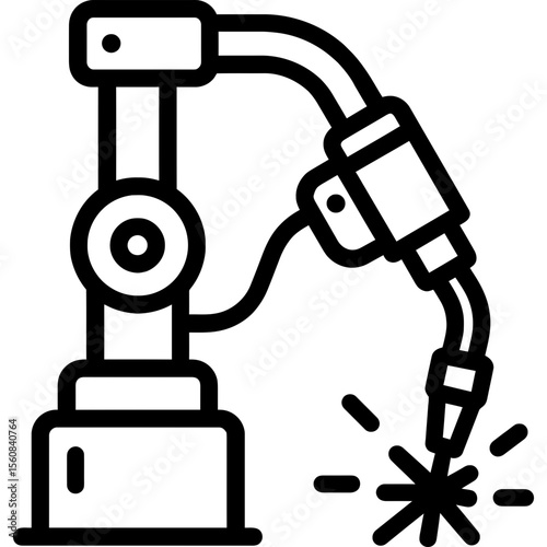 Robotic welding torch outline icon vector