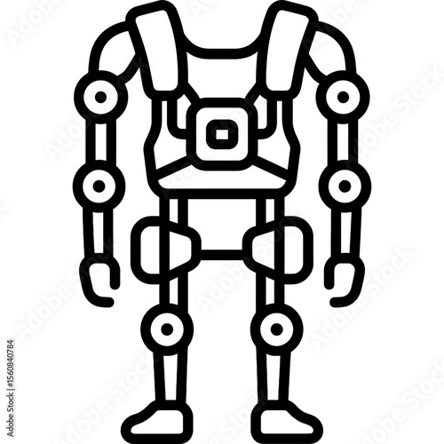 Robotic exoskeleton frame outline icon vector