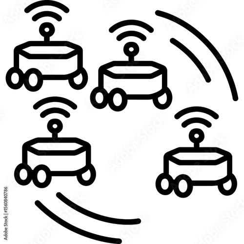 Swarm robotics cluster outline icon vector