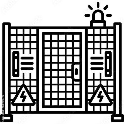 Robot safety fence outline icon vector