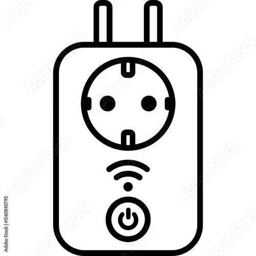 Smart plug adapter outline icon vector