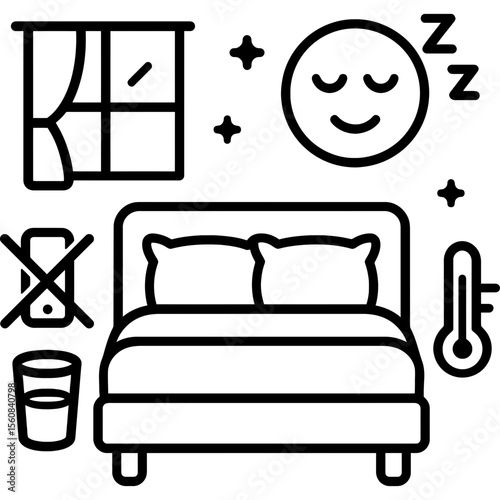 Sleep hygiene routine outline icon vector