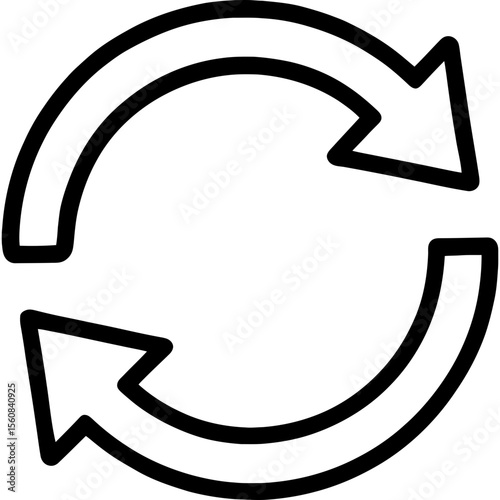 Circular arrows showing rotation outline icon vector
