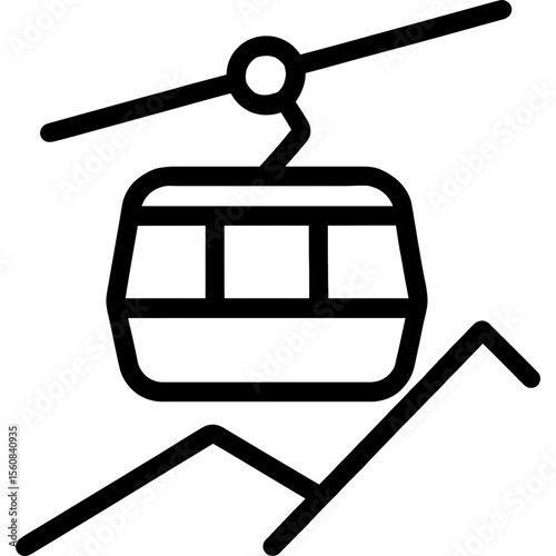 Cable car gondola outline icon vector