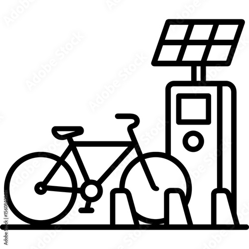 Bike-share station outline icon vector