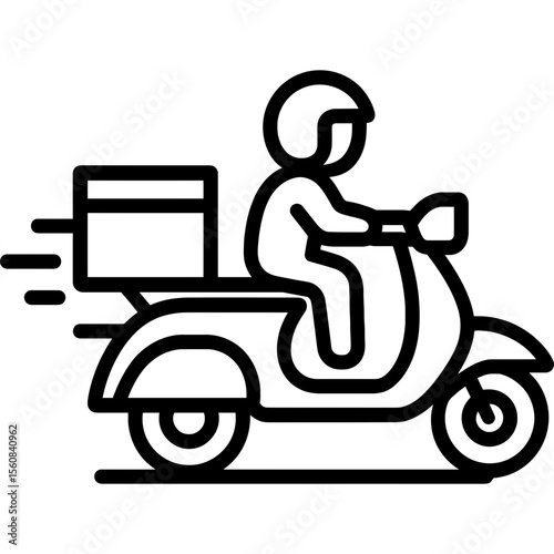 Delivery scooter with box outline icon vector