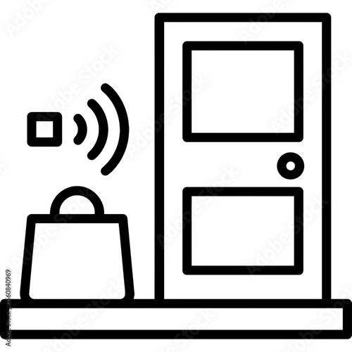 Contactless delivery drop-off outline icon vector