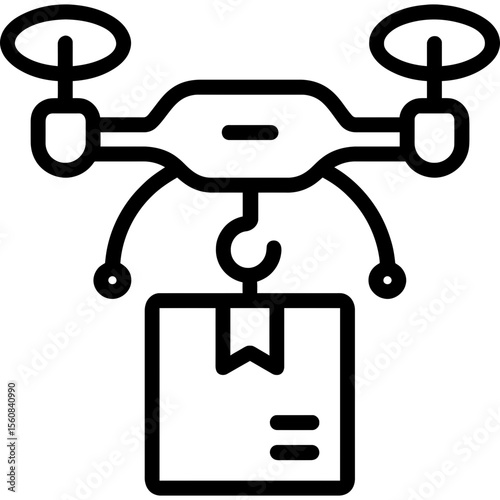 Food delivery drone outline icon vector