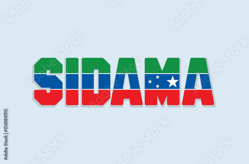Sidama wordmark with regional flag — vibrant and bold symbol for cultural, linguistic, or regional identity projects.