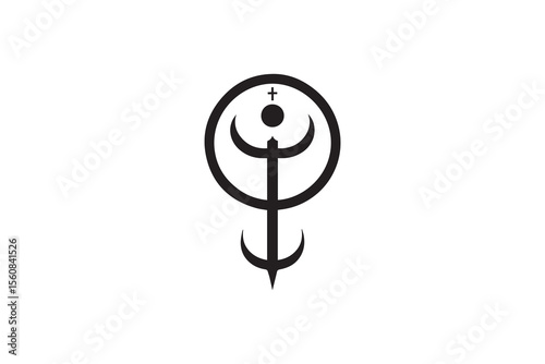 A religious symbol silhouette with a simple, understated design set against a white background 