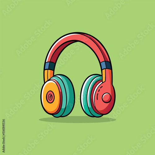 Hand drawn cute cartoon illustration of wireless headphones Flat vector head
