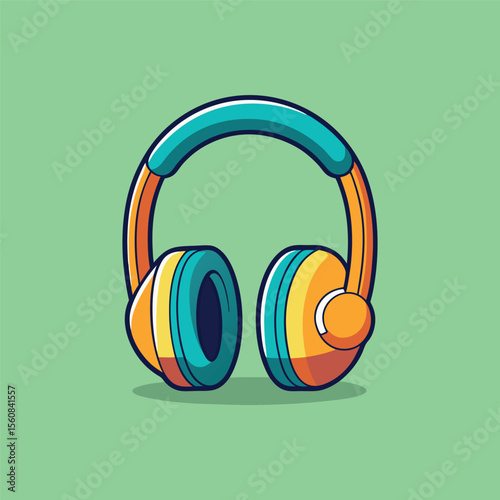 Hand drawn cute cartoon illustration of wireless headphones Flat vector head

