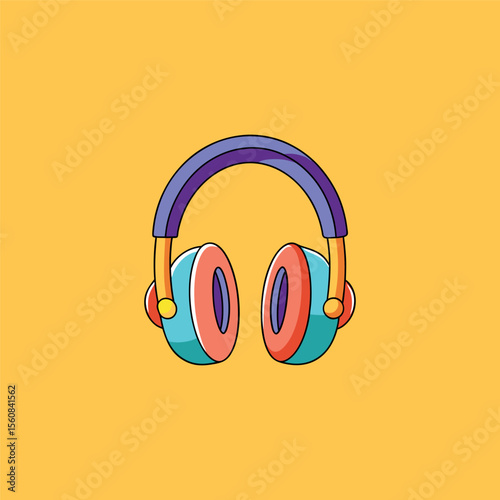 Hand drawn cute cartoon illustration of wireless headphones Flat vector head
