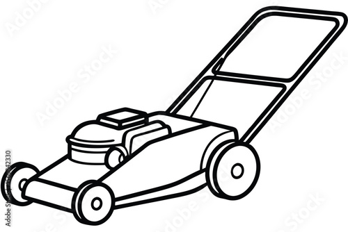 Outlined Lawn Mower Illustration Line Art of Gardening Equipment for Coloring Pages
