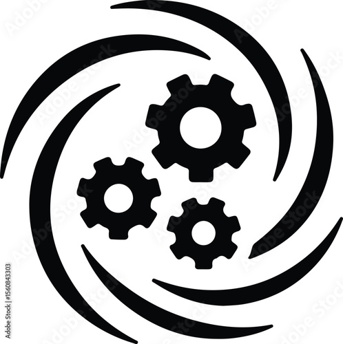 Silhouette gears rotating abstract mechanical machine vector Illustrator