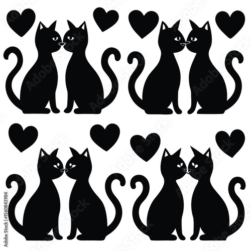 Black Cat Love & Romance Silhouettes